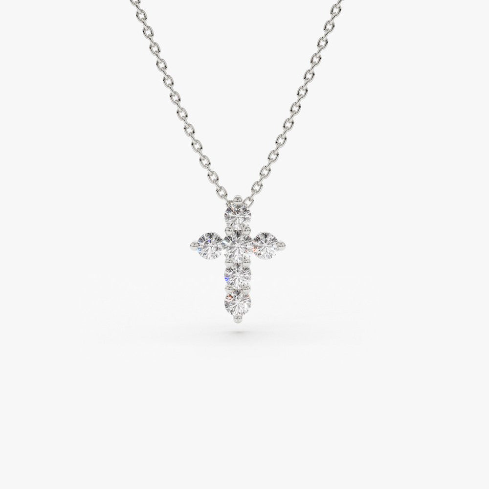 0.21CTW Round Cut Diamond Cross Necklace  customdiamjewel 10KT White Gold VVS-EF
