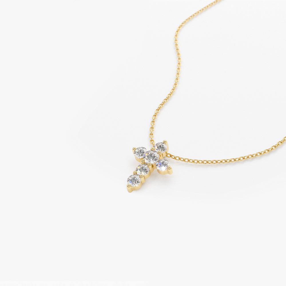 0.21CTW Round Cut Diamond Cross Necklace  customdiamjewel   