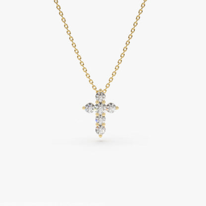 0.21CTW Round Cut Diamond Cross Necklace  customdiamjewel 10KT Yellow Gold VVS-EF
