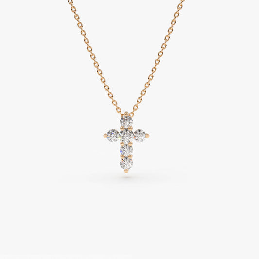 0.21CTW Round Cut Diamond Cross Necklace  customdiamjewel 10KT Rose Gold VVS-EF