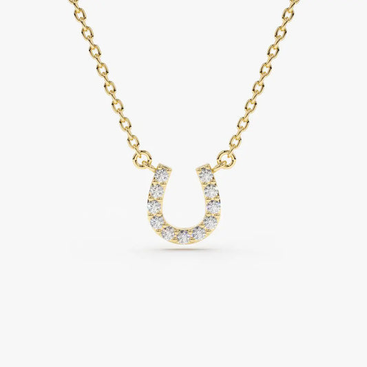 0.06CTW Mini Diamond Horseshoe Necklace  customdiamjewel 10KT Yellow Gold VVS-EF