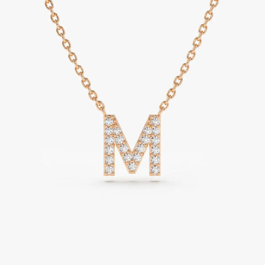 0.15CTW Single Initial Diamond Necklace  customdiamjewel 10KT Rose Gold VVS-EF
