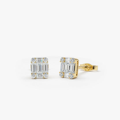 0.20CTW Baguette and Round Diamond Earrings