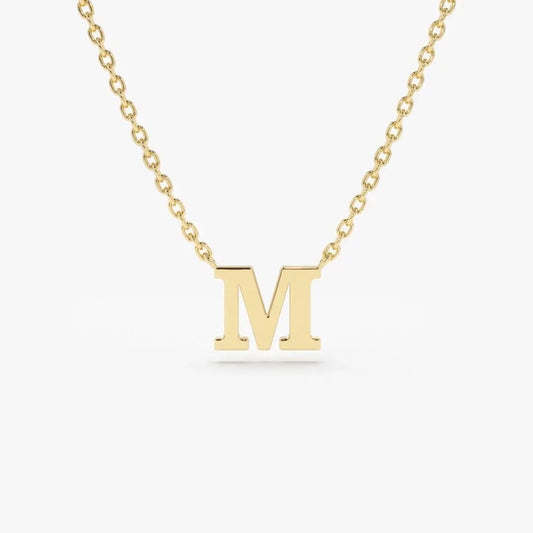 14k Gold Single Initial Necklace  customdiamjewel 10KT Yellow Gold VVS-EF