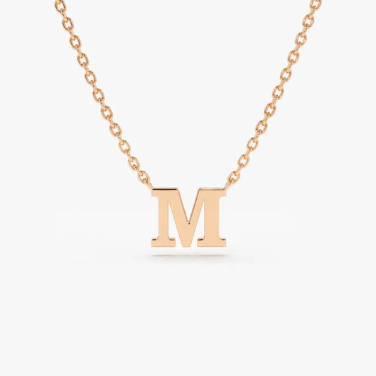 14k Gold Single Initial Necklace  customdiamjewel 10KT Rose Gold VVS-EF