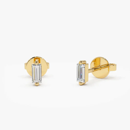0.15CTW Baguette Diamond Stud Earrings  customdiamjewel 10KT Yellow Gold VVS-EF