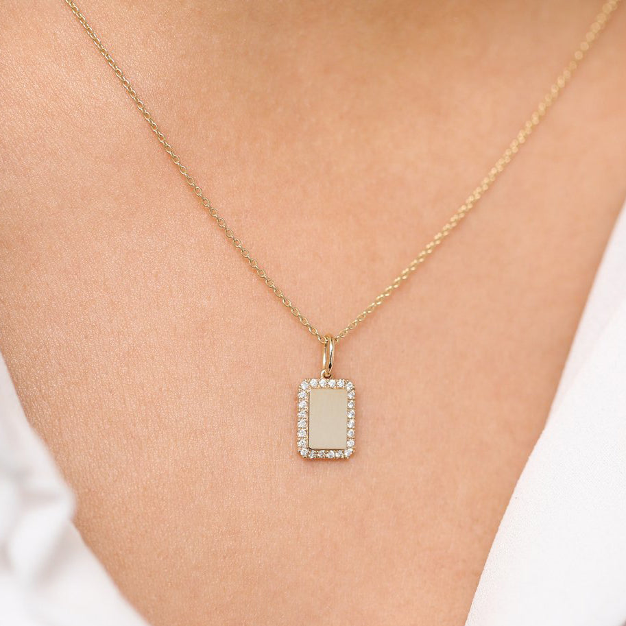0.18CTW Diamond Tag Initial Necklace  customdiamjewel   