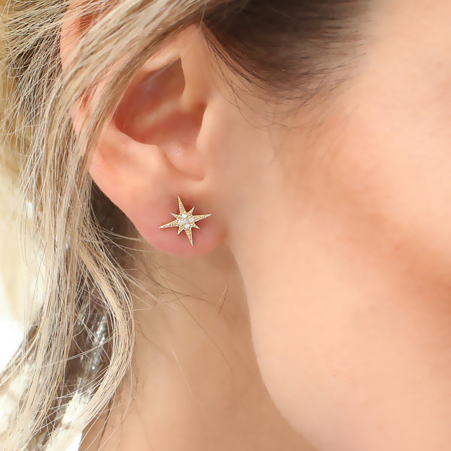 0.07CTW Starburst Diamond Earrings
