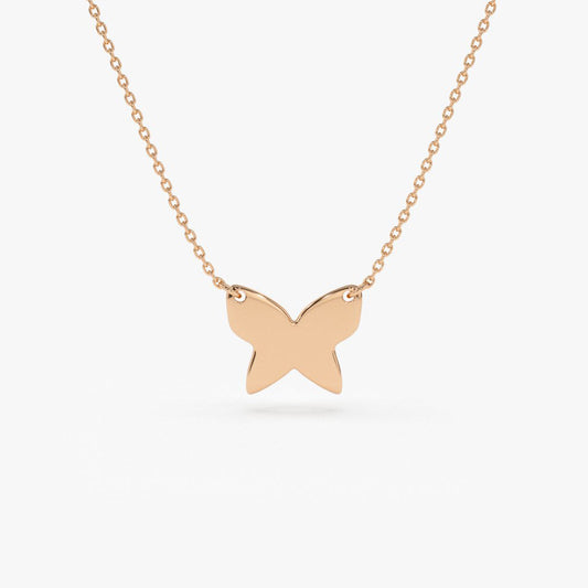 14K Gold Butterfly Pendant Necklace  customdiamjewel 10KT Rose Gold VVS-EF