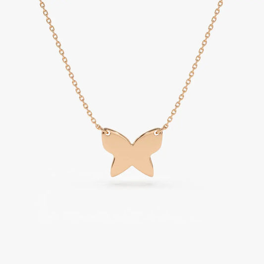 14K Gold Butterfly Pendant Necklace  customdiamjewel 10KT Rose Gold VVS-EF
