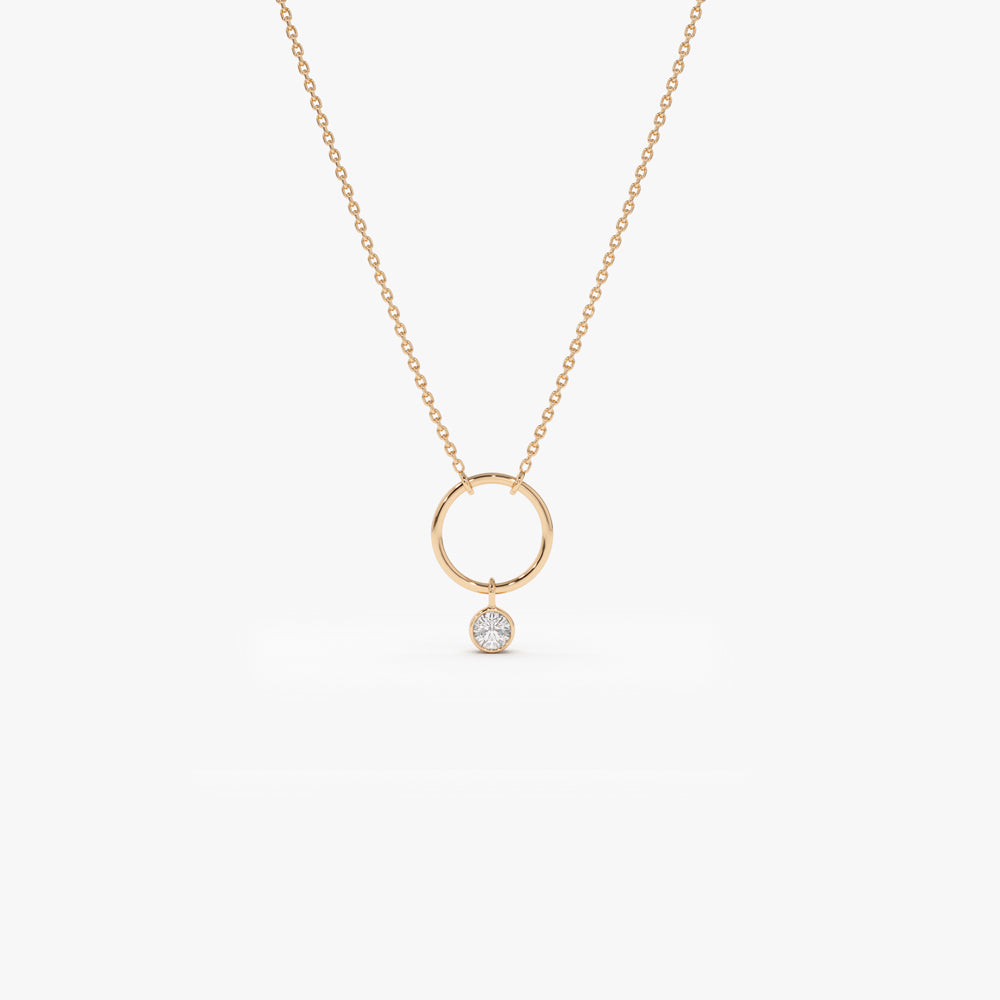 0.08CTW Dangling Bezel Set Diamond Circle Necklace  customdiamjewel 10KT Rose Gold VVS-EF