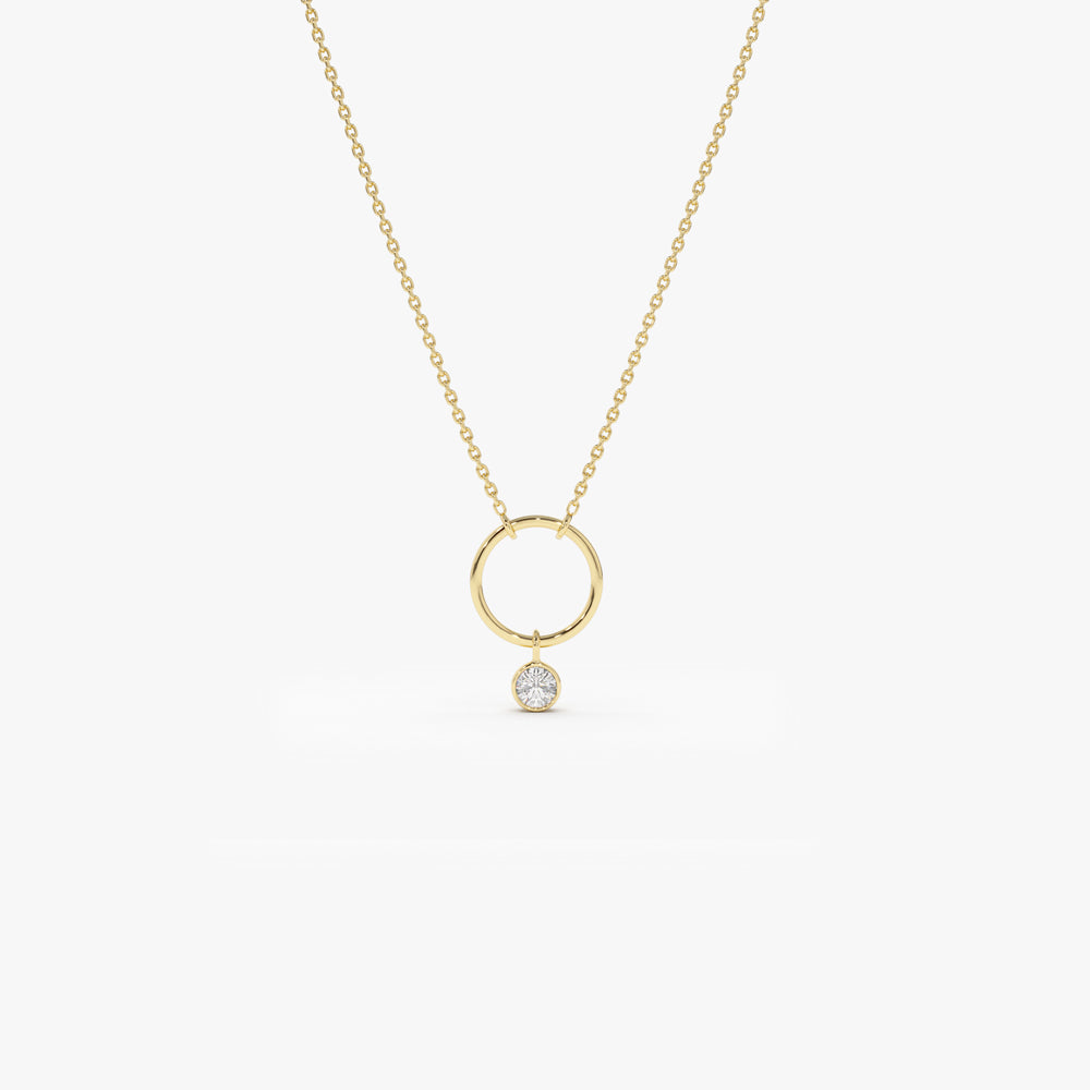 0.08CTW Dangling Bezel Set Diamond Circle Necklace  customdiamjewel 10KT Yellow Gold VVS-EF