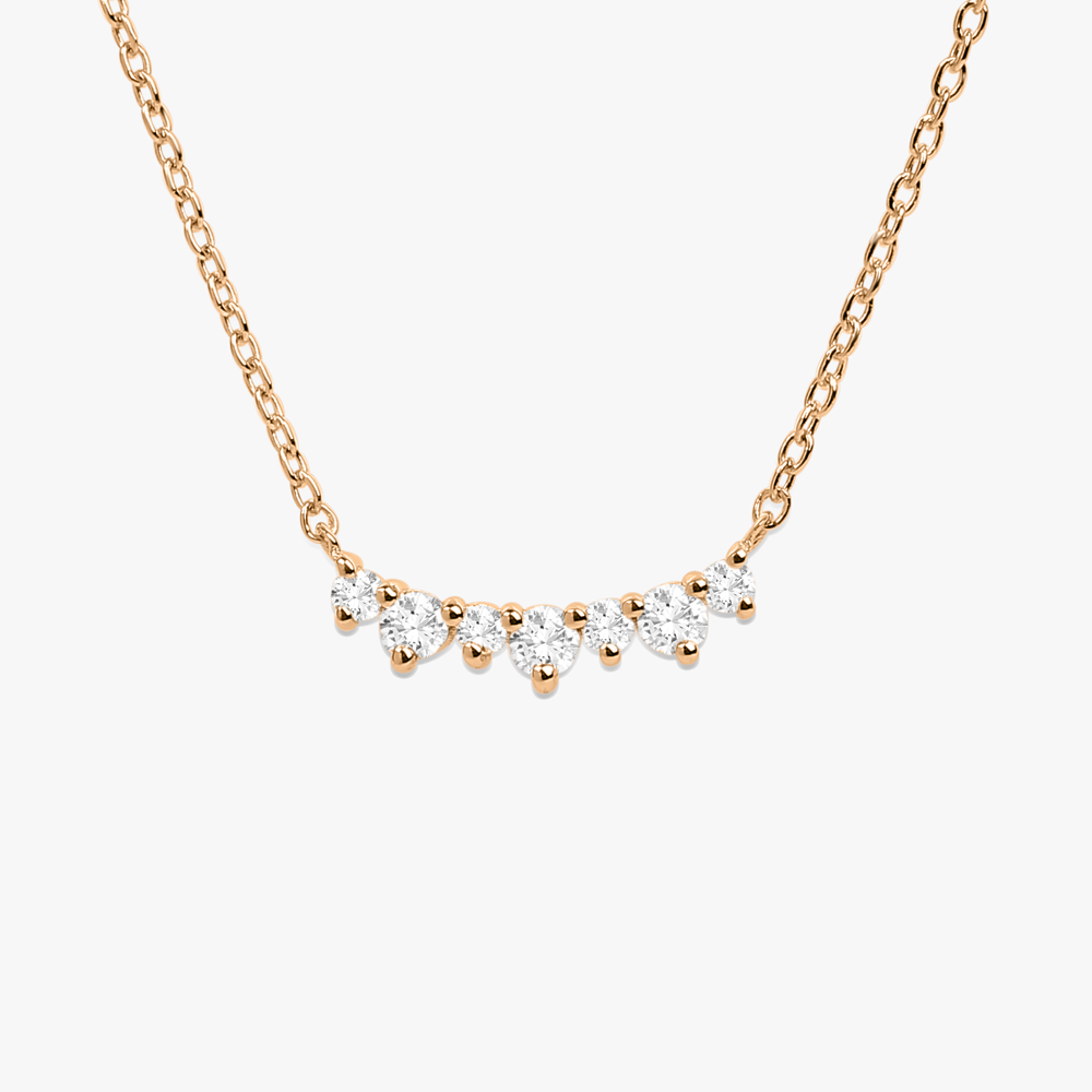 0.12CTW Curved Diamond Cluster Necklace  customdiamjewel 10KT Rose Gold VVS-EF