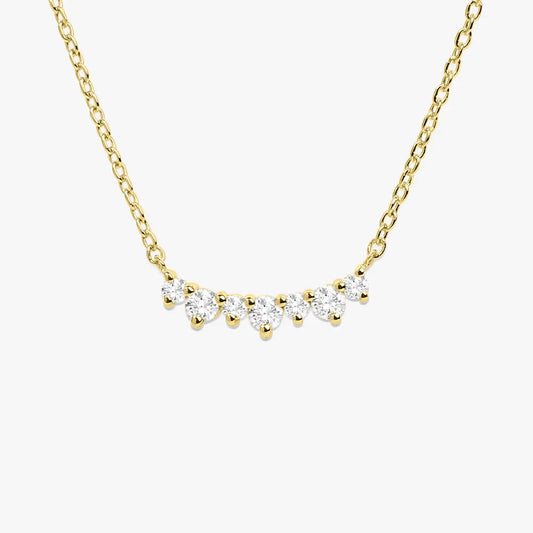 0.12CTW Curved Diamond Cluster Necklace  customdiamjewel 10KT Yellow Gold VVS-EF