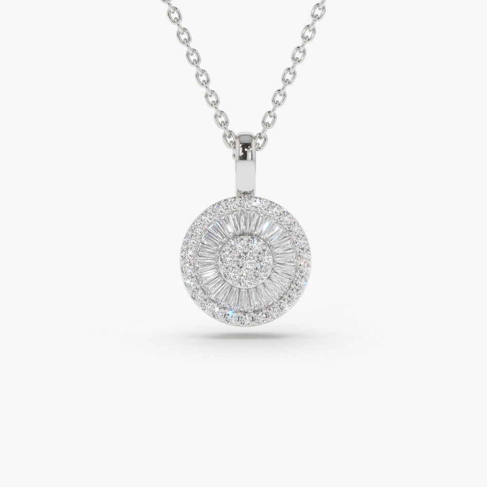 0.44CTW Baguette Diamond Disc Cluster Necklace