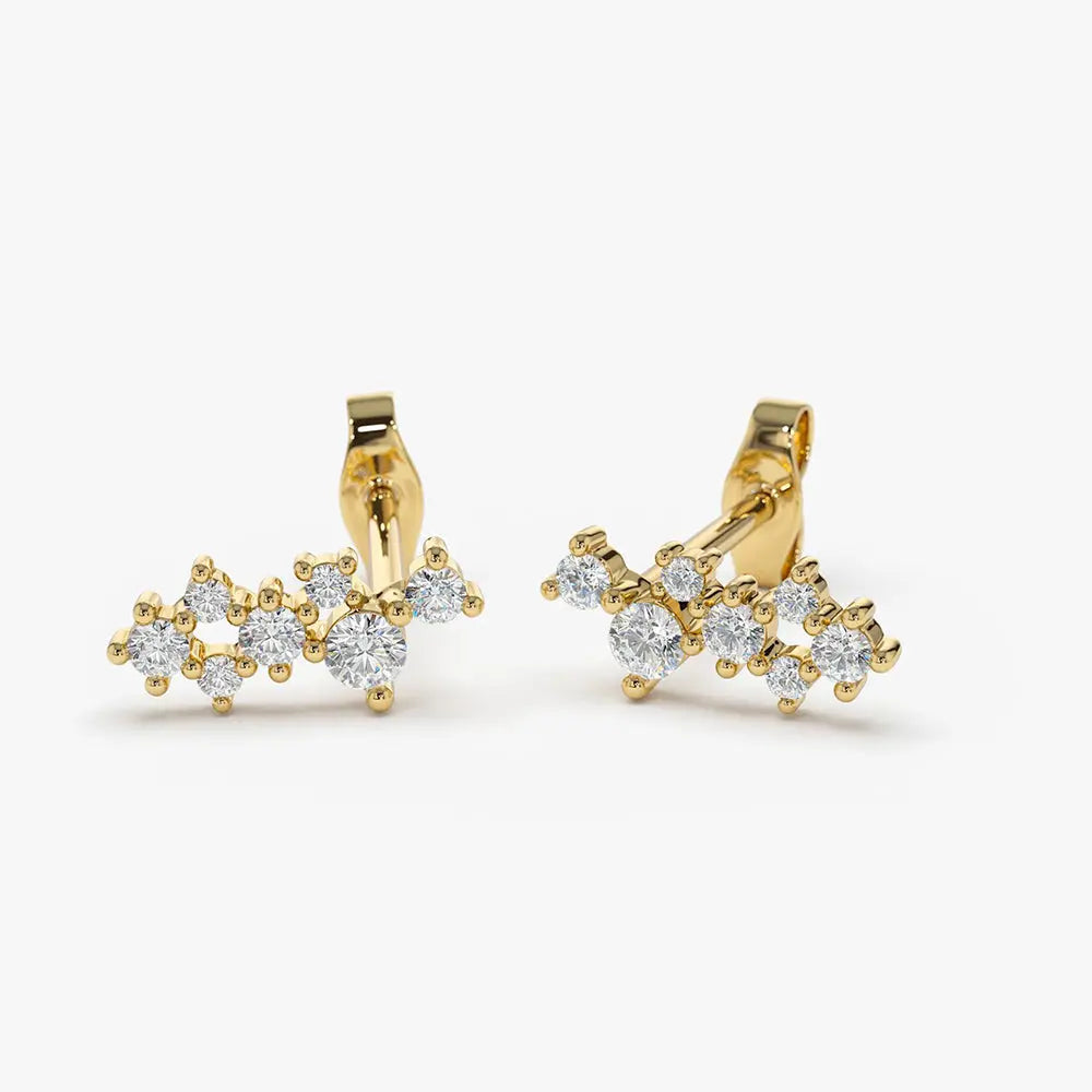 0.33CTW  Diamond Cluster Stud Earrings  customdiamjewel   