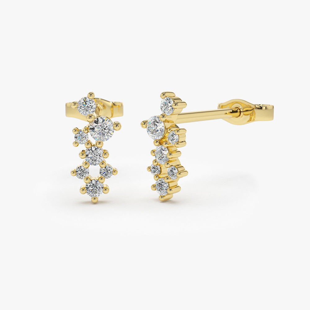 0.33CTW  Diamond Cluster Stud Earrings  customdiamjewel 10KT Yellow Gold VVS-EF