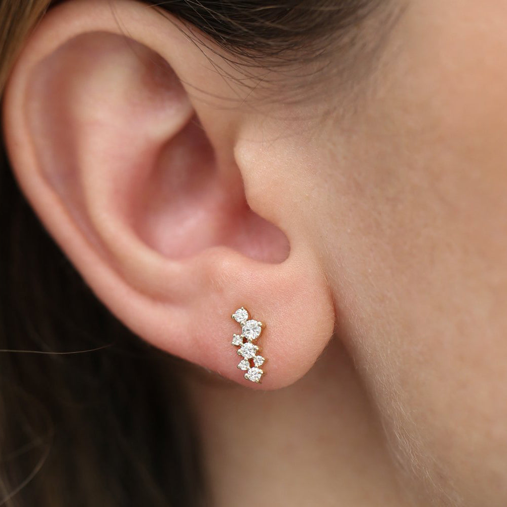 0.33CTW  Diamond Cluster Stud Earrings  customdiamjewel   