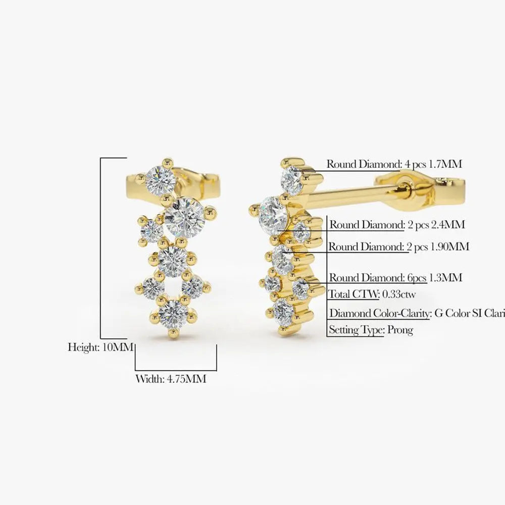 0.33CTW  Diamond Cluster Stud Earrings  customdiamjewel   