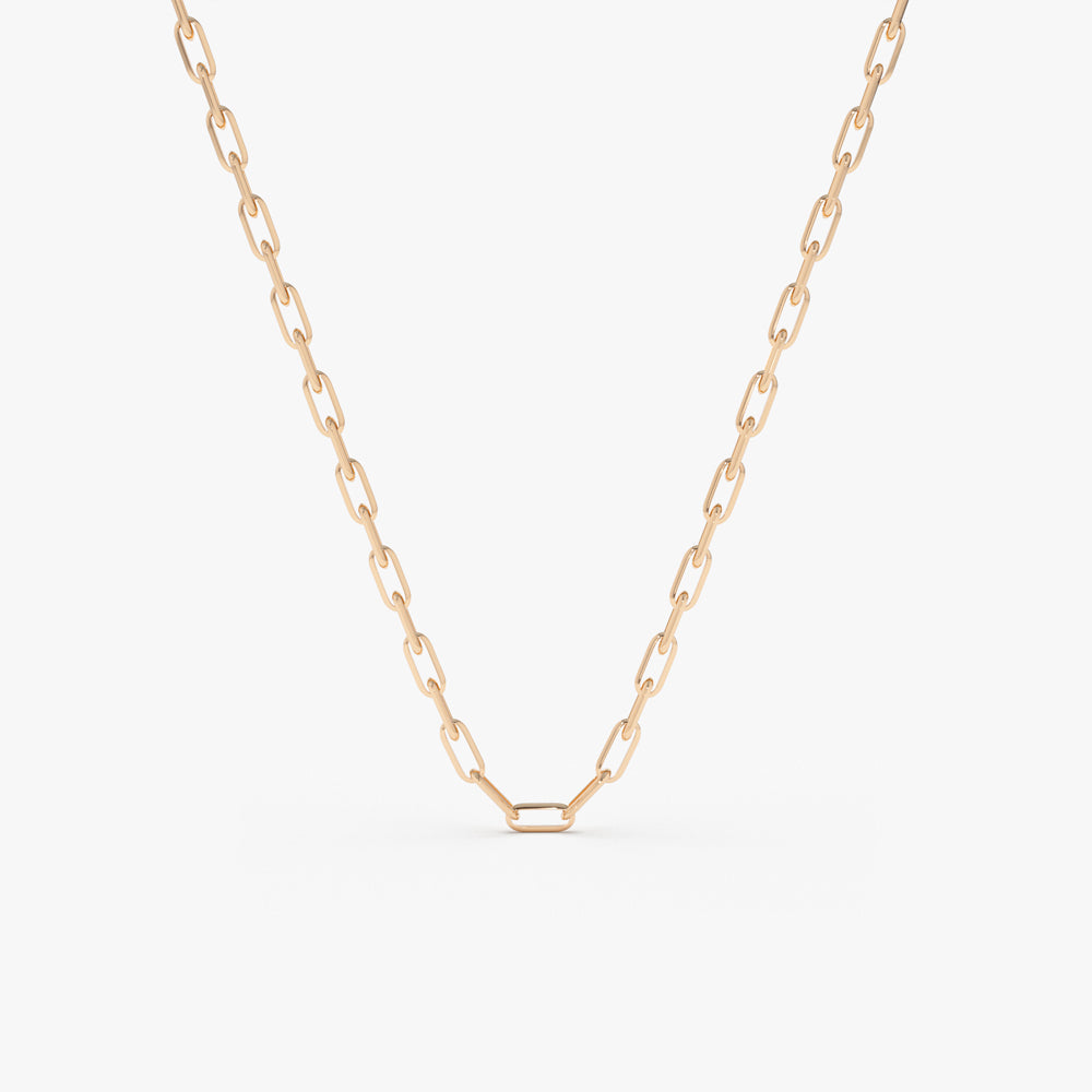 14k Solid Gold Paper Clip Link Necklace  customdiamjewel 10KT Rose Gold 