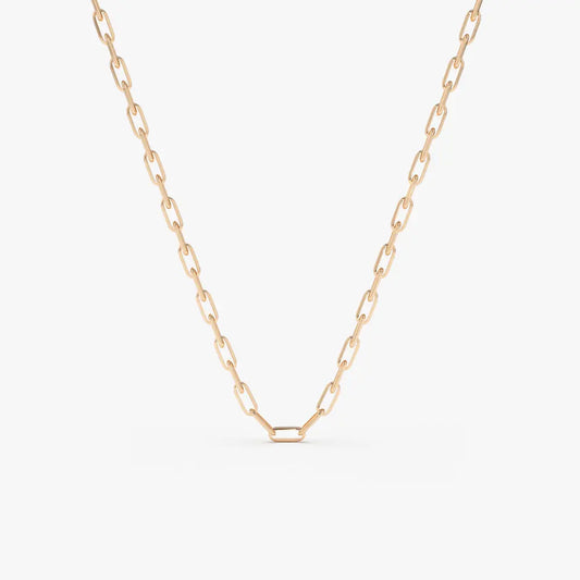 14k Solid Gold Paper Clip Link Necklace  customdiamjewel 10KT Rose Gold 
