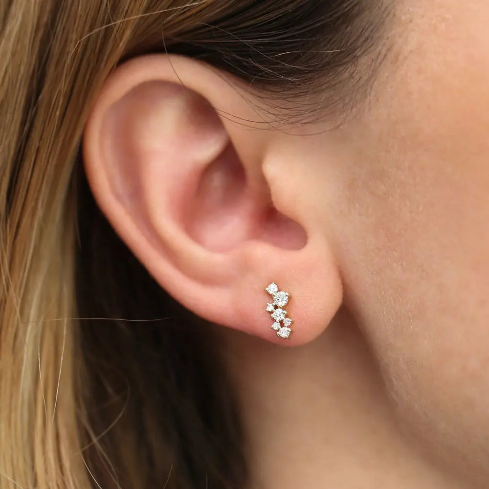 0.33CTW  Diamond Cluster Stud Earrings  customdiamjewel   