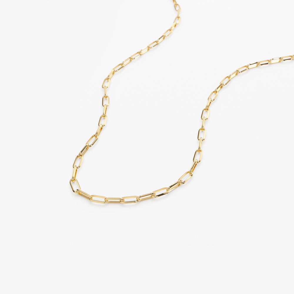 14k Solid Gold Paper Clip Link Necklace  customdiamjewel   