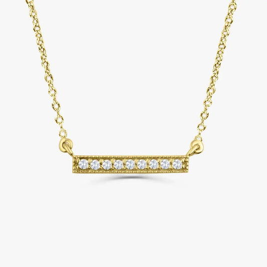 0.09CTW Micro Pave Diamond Bar Necklace  customdiamjewel 10KT Yellow Gold VVS-EF