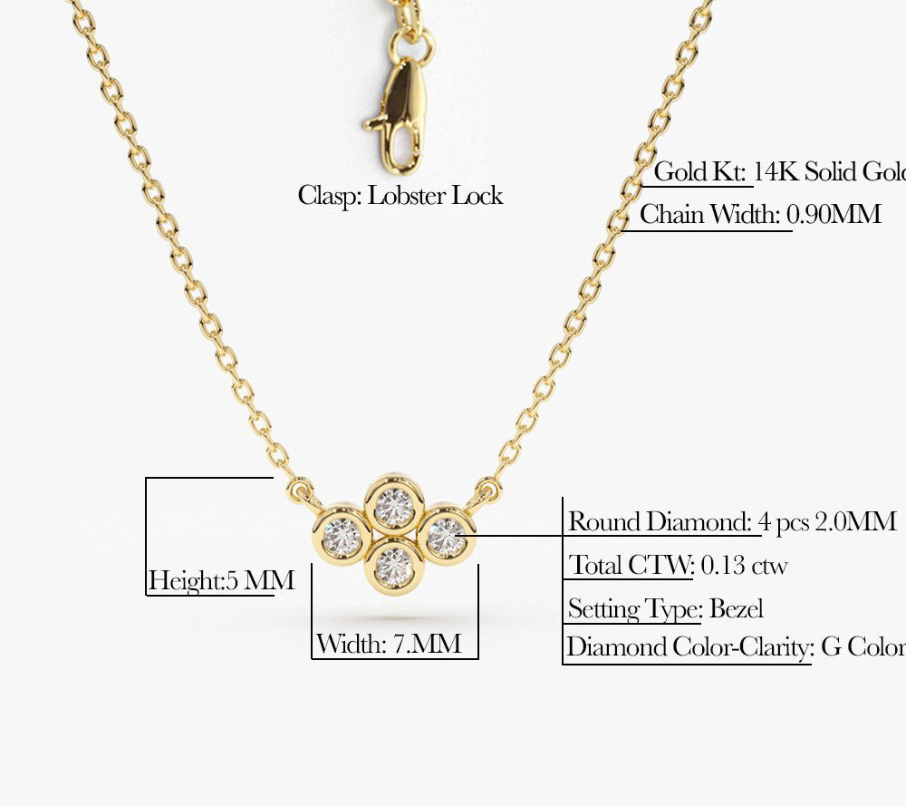 0.13CTW Four Stone Diamond Necklace  customdiamjewel   