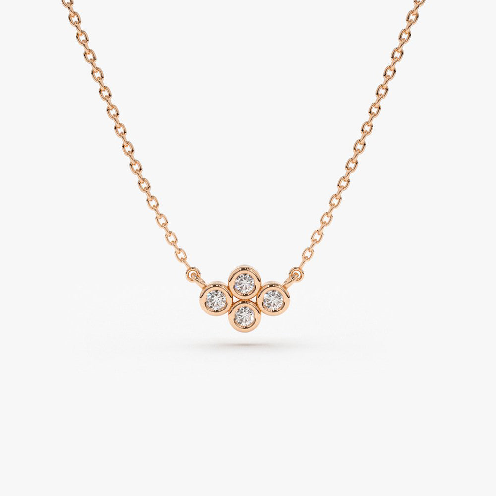 0.13CTW Four Stone Diamond Necklace  customdiamjewel 10KT Rose Gold VVS-EF