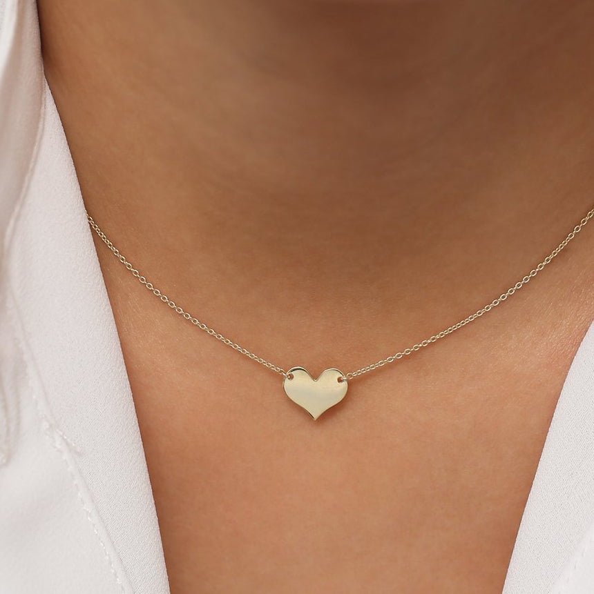 14K Gold Minimalist Heart Necklace  customdiamjewel   