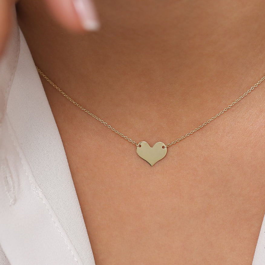 14K Gold Minimalist Heart Necklace  customdiamjewel   