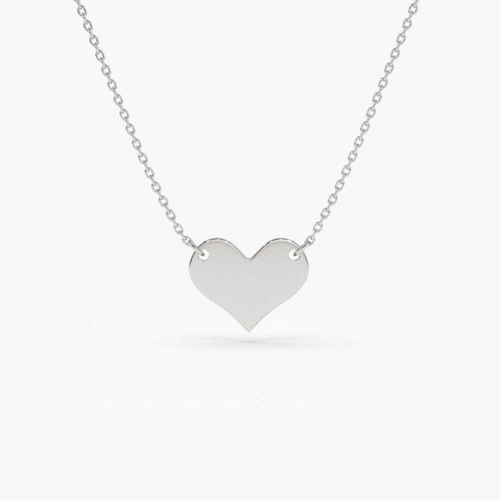 14K Gold Minimalist Heart Necklace  customdiamjewel 10KT White Gold 