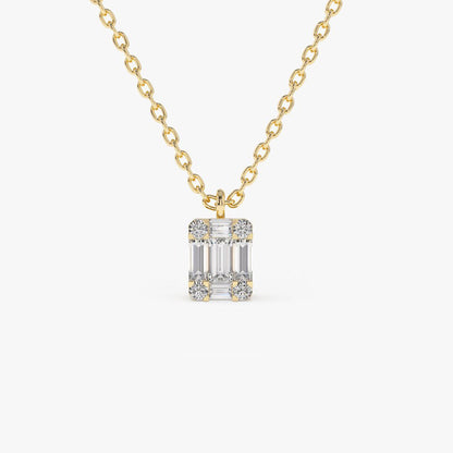 0.15CTW Baguette & Round Diamond Charm Necklace  customdiamjewel 10KT Yellow Gold VVS-EF