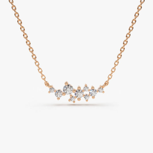 0.25CTW Round Cut Diamond Cluster Necklace  customdiamjewel 10KT Rose Gold VVS-EF