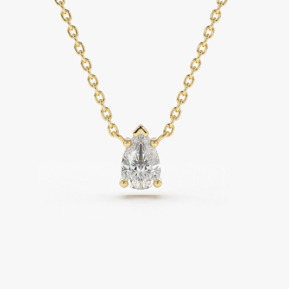 0.23CTW Pear Shape Solitaire Diamond Necklace  customdiamjewel 10KT Yellow Gold VVS-EF