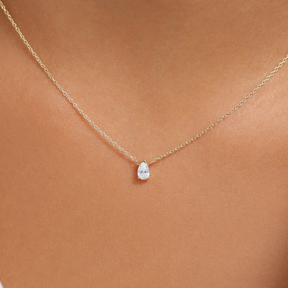 0.23CTW Pear Shape Solitaire Diamond Necklace  customdiamjewel   