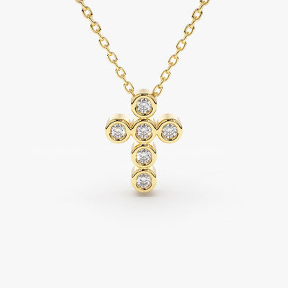 0.26CTW 6 Stone Bezel Set Diamond Cross Necklace  customdiamjewel 10KT Yellow Gold VVS-EF