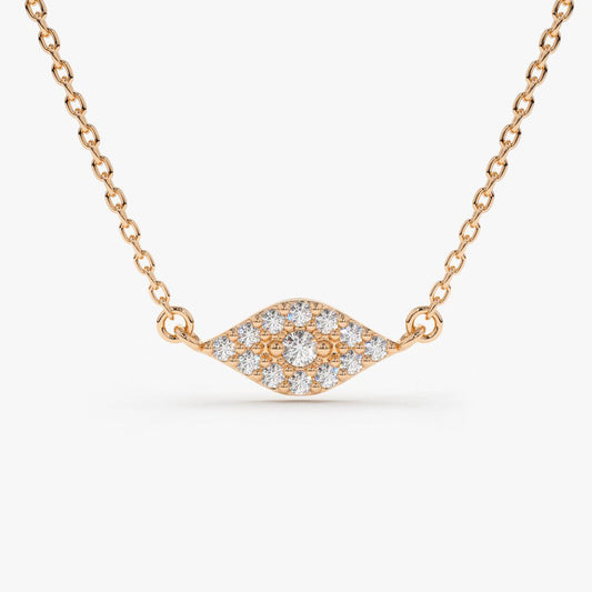 0.15CTW Diamond Evil Eye Necklace  customdiamjewel 10KT Rose Gold VVS-EF
