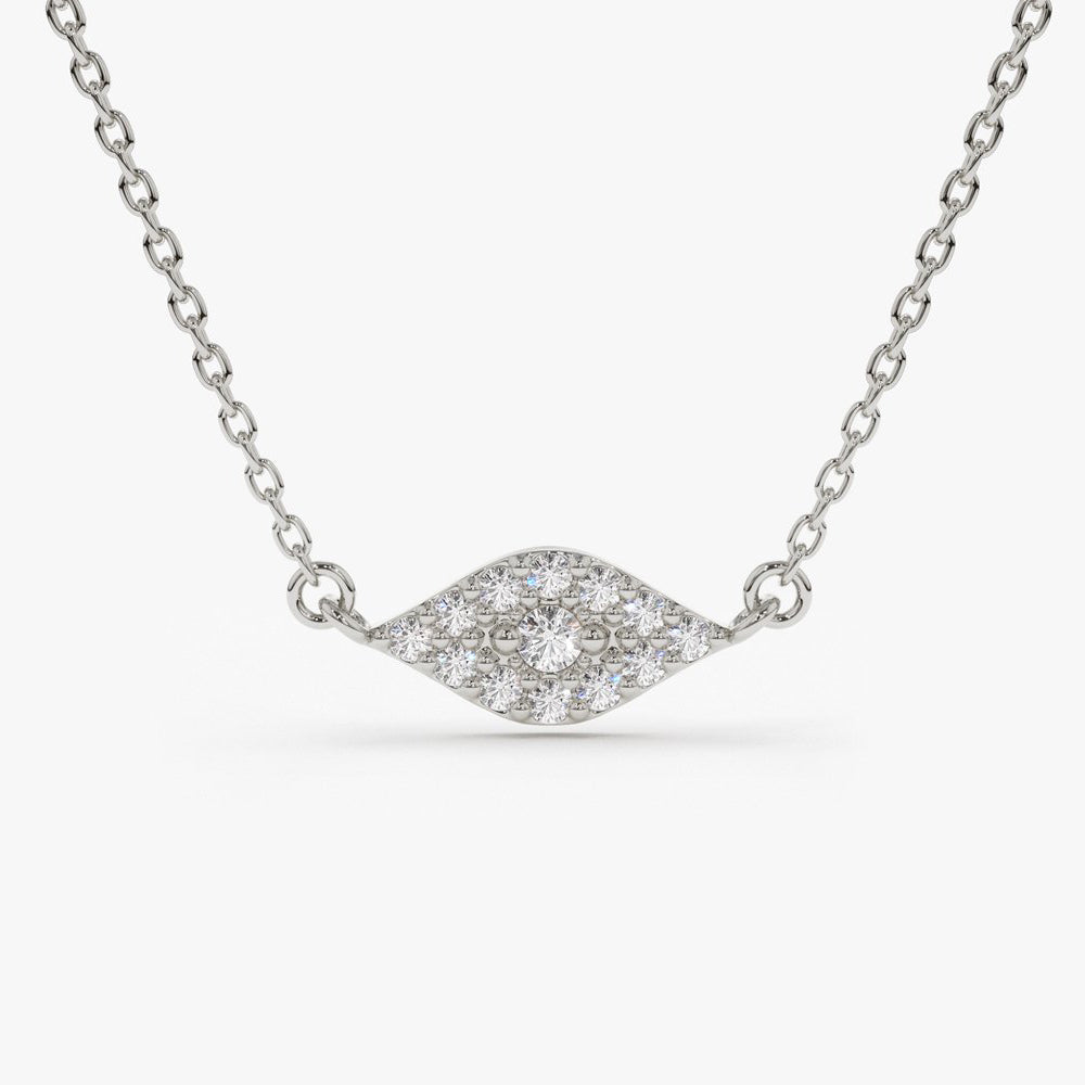 0.15CTW Diamond Evil Eye Necklace  customdiamjewel 10KT White Gold VVS-EF