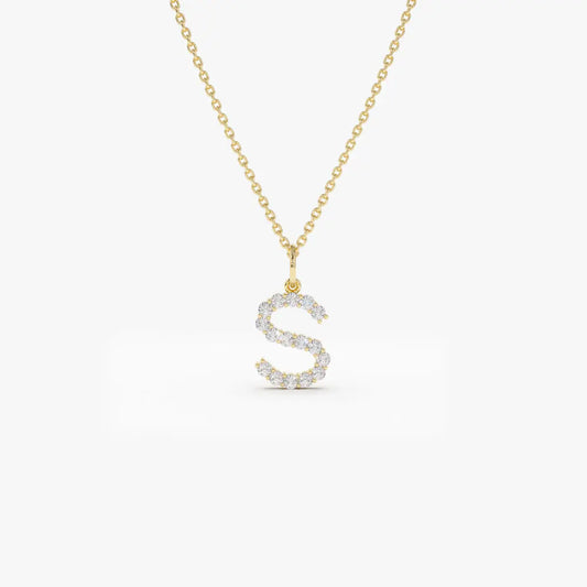 0.20CTW Diamond Initial Necklace  customdiamjewel 10KT Yellow Gold VVS-EF