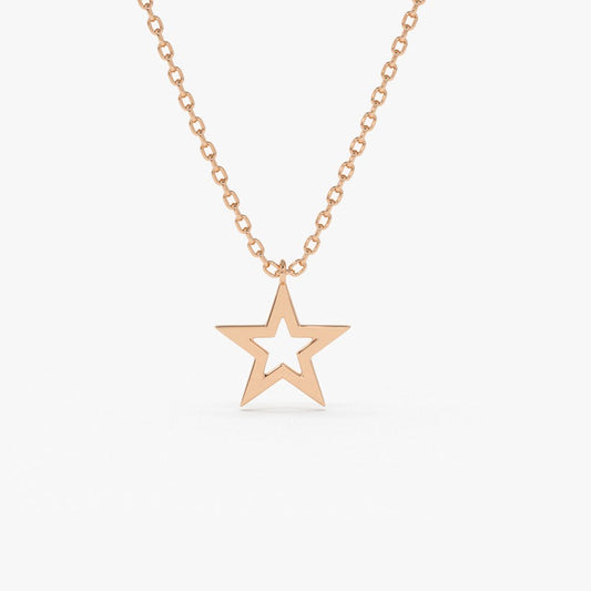 14K Gold Star Charm Necklace  customdiamjewel 10KT Rose Gold 