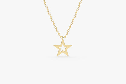 14K Gold Star Charm Necklace  customdiamjewel 10KT Yellow Gold 