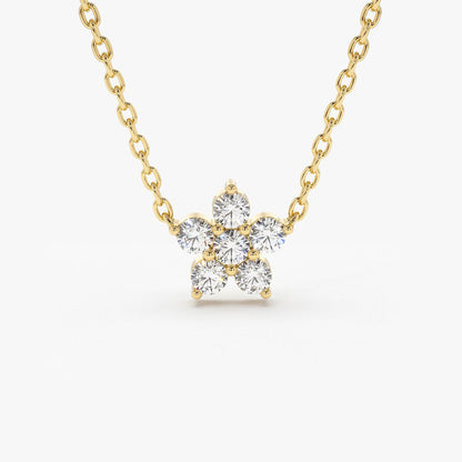 0.18CTW Flower Diamond Necklace  customdiamjewel 10KT Yellow Gold VVS-EF