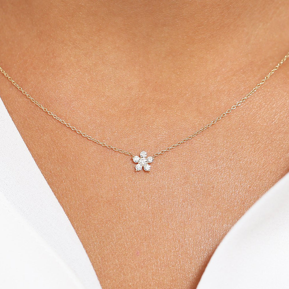 0.18CTW Flower Diamond Necklace  customdiamjewel   