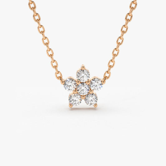 0.18CTW Flower Diamond Necklace  customdiamjewel 10KT Rose Gold VVS-EF