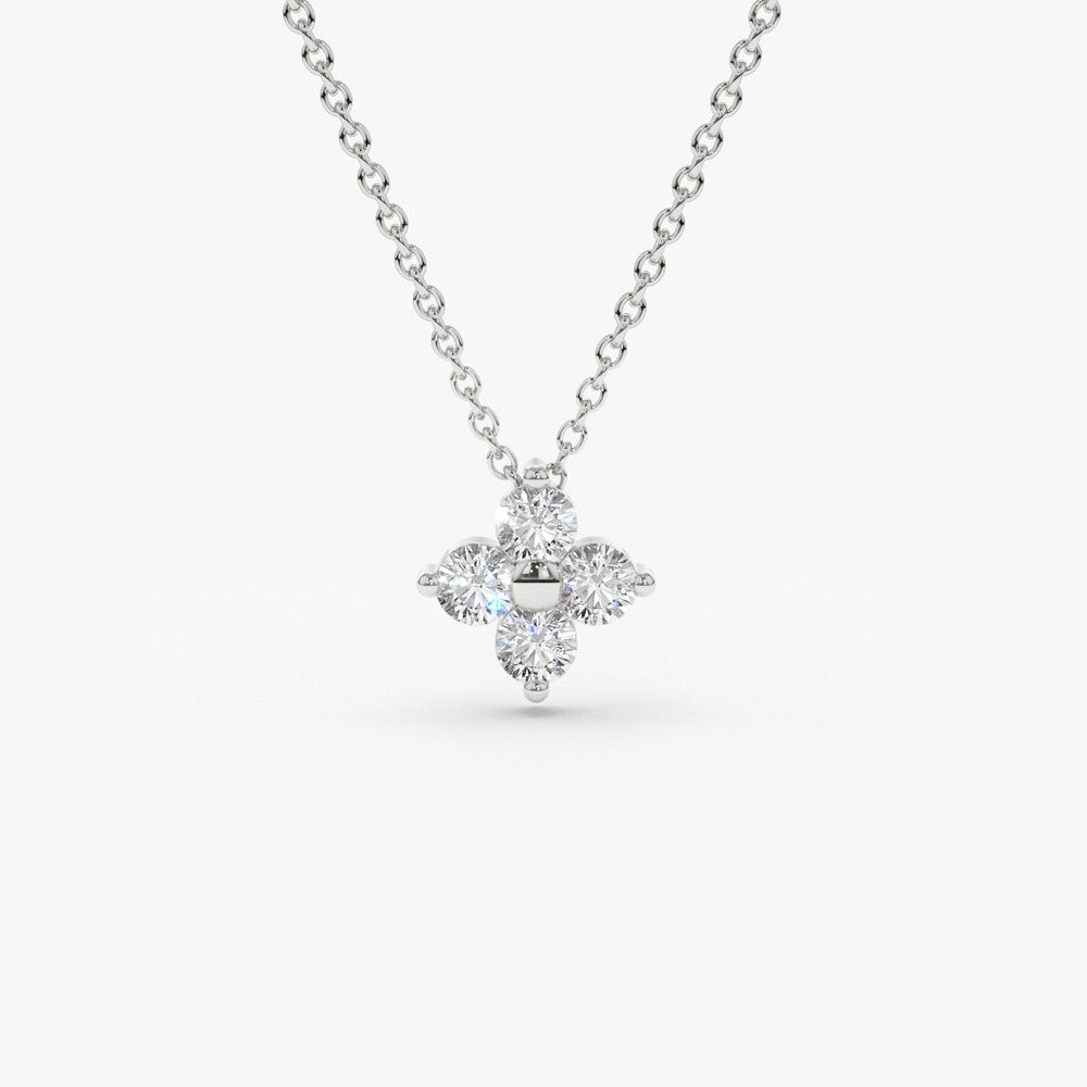 0.14CTW Diamond Clover Necklace  customdiamjewel 10KT White Gold VVS-EF