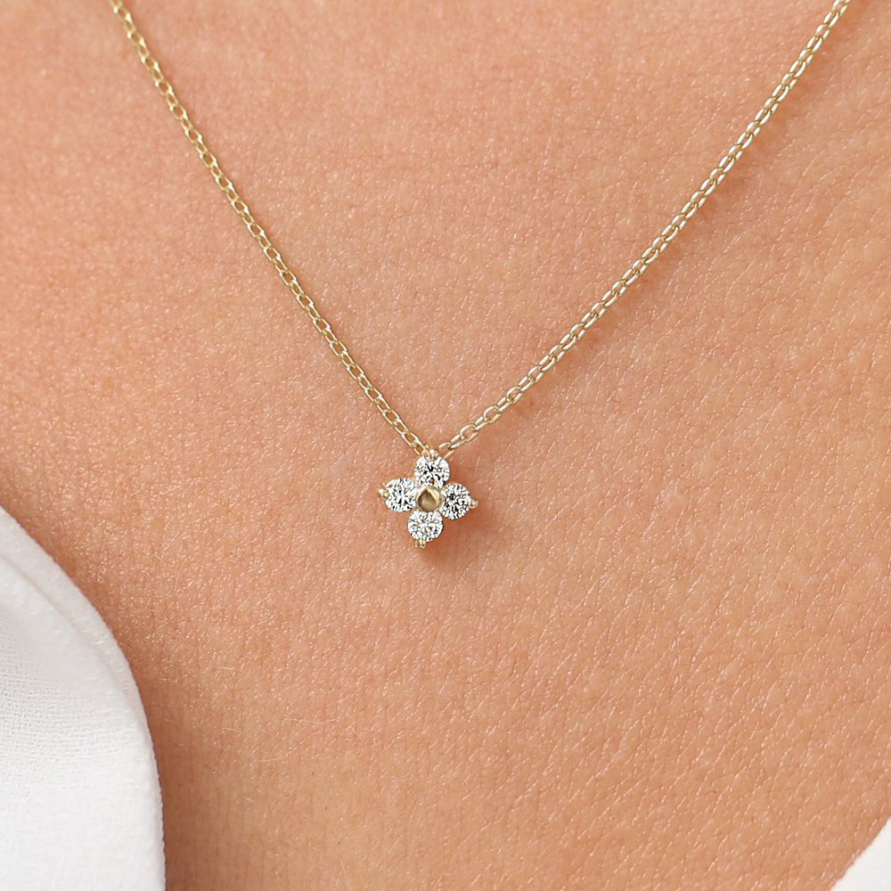 0.14CTW Diamond Clover Necklace  customdiamjewel   