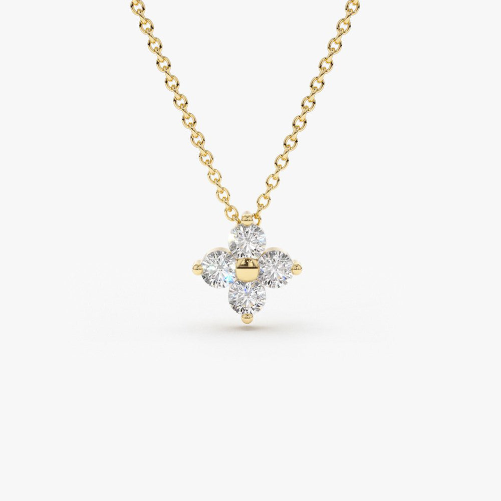 0.14CTW Diamond Clover Necklace  customdiamjewel 10KT Yellow Gold VVS-EF