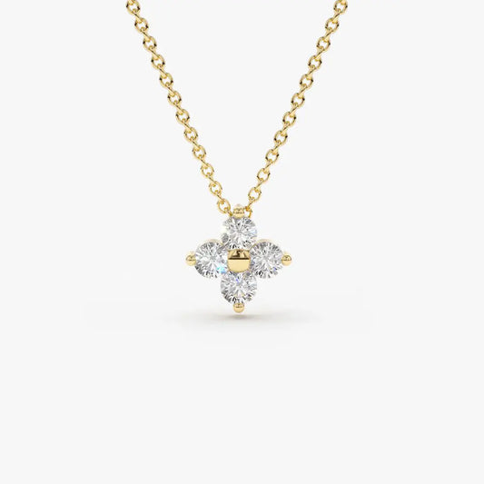 Diamond Clover Pendant Necklace customdiamjewel 10KT Yellow Gold VVS-EF